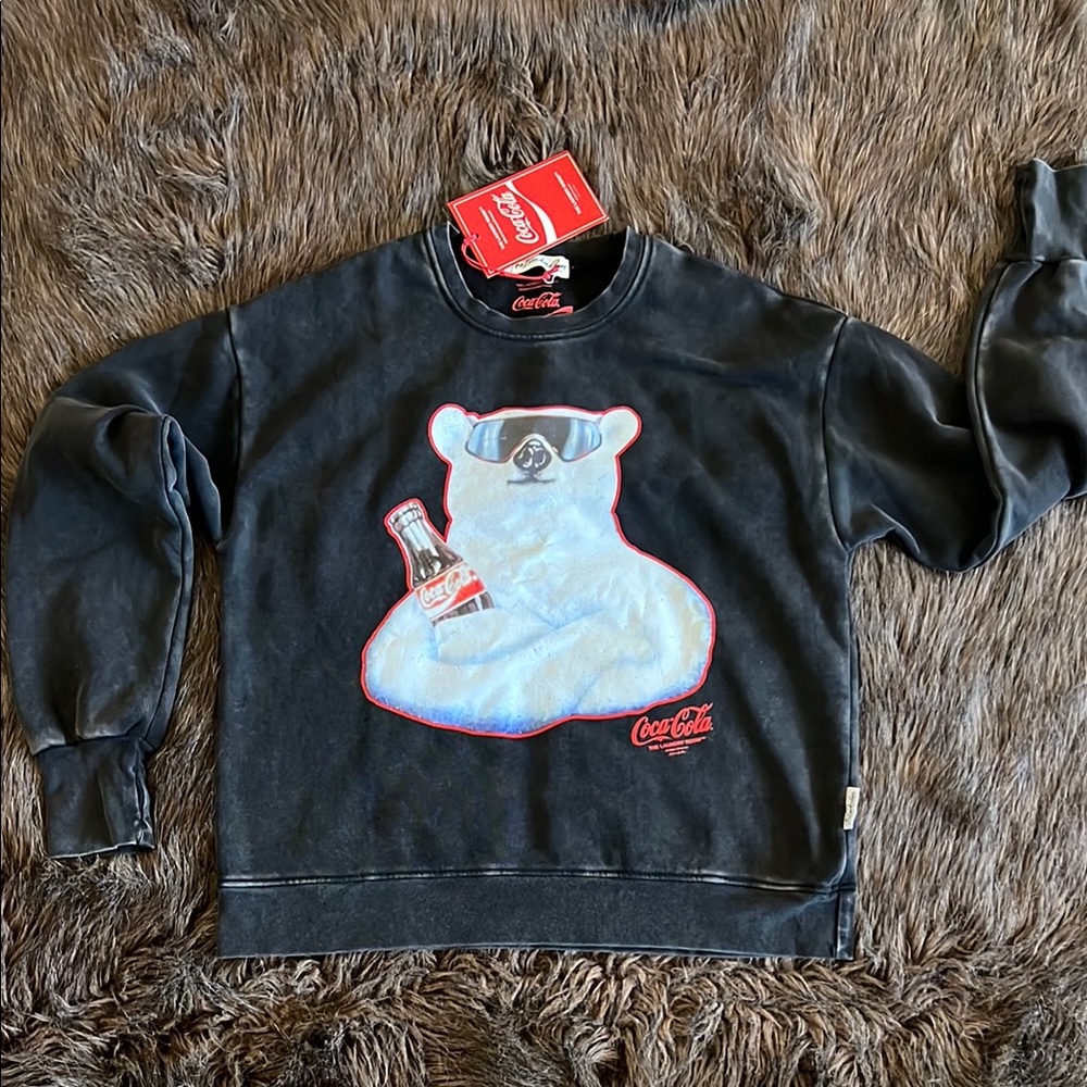 Coca Cola Black Crewneck with Polar Bear Graphic